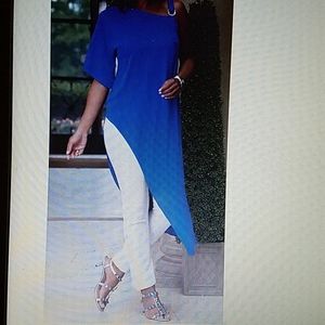 Woman's elongated cold shoulder tunic & pants set